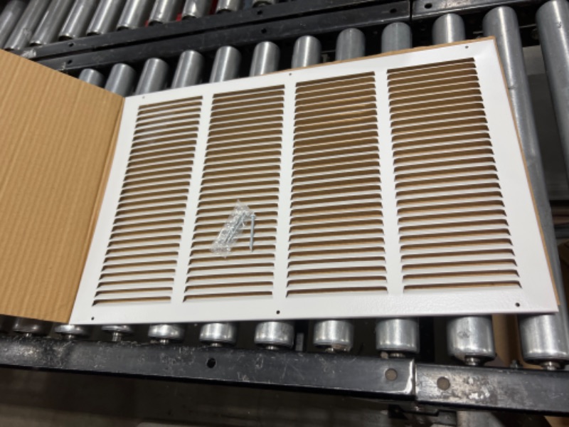 Photo 2 of 20"w X 12"h Steel Return Air Grilles - Sidewall and Ceiling - HVAC Duct Cover - White [Outer Dimensions: 21.75"w X 13.75"h]
