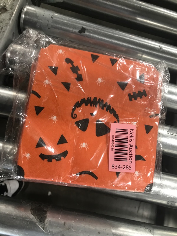 Photo 2 of Cieovo 80 Pieces Halloween Disposable Paper Napkins, Halloween Orange Spider Print Party Cocktail Napkins Halloween Tableware Dinner Napkin for Halloween Dinner Party Decorations Supplies C-Halloween