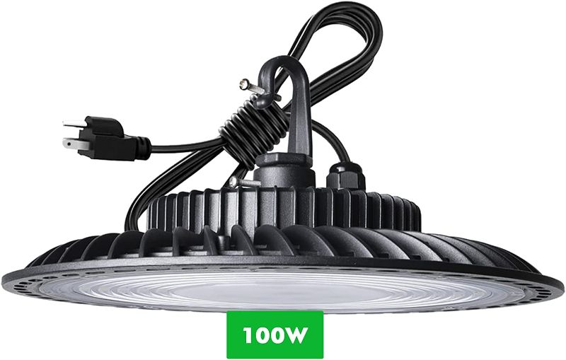 Photo 1 of 100W UFO LED High Bay Light 14000lm (Eqv.400W MH/HPS) High Bay LED Lights 5000K Daylight Warehouse Light with US Plug UFO Bay Lighting Energy Saving Upto 3800KW/5Yrs(5Hrs/Day) -ETL Listed 100W 