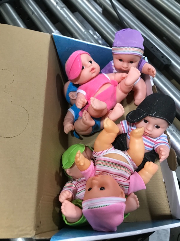 Photo 2 of 8" Cute Lil Baby Doll Collection - 6 Pack Assorted Infant All Vinyl Dolls - Girls Toys Bulk Gift Bundle Party Favors Supplies