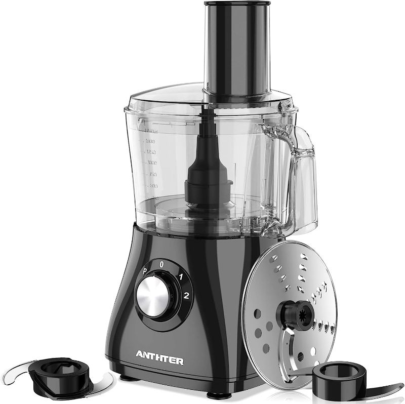 Photo 1 of Food Processor, Anthter 600W Professional Food Processors & Vegetable Chopper, with 7 Processor Cups, Reversible Disc, Chopping Blade & Dough Blade for Chopping, Slicing, Purees & Dough
