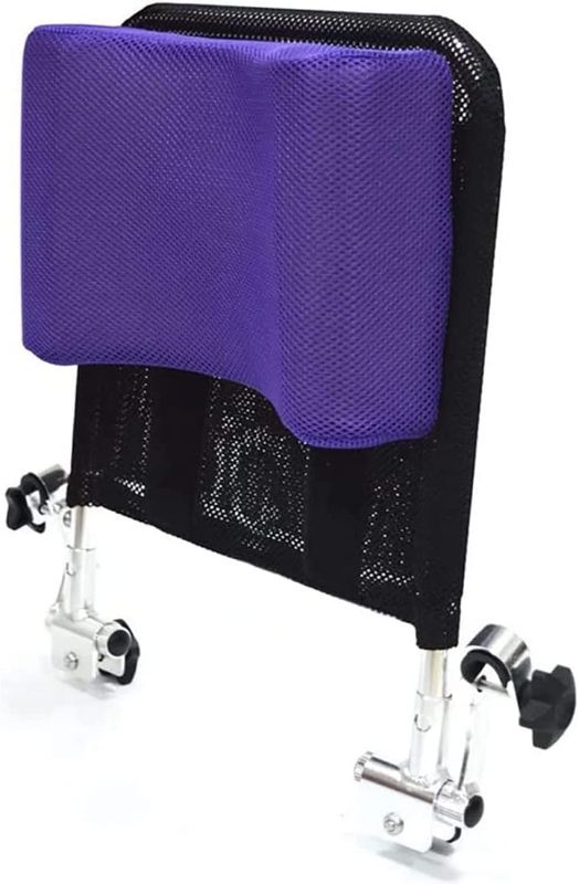 Photo 1 of  Huapa Wheelchair Headrest Backrest,Headrest Neck Support Comfortable Seat Back Cushion U Type Pillow Adjustable Angle Low Repulsion Breathable Universal Wheelchair Accessories Toilet Chair(Purple) 