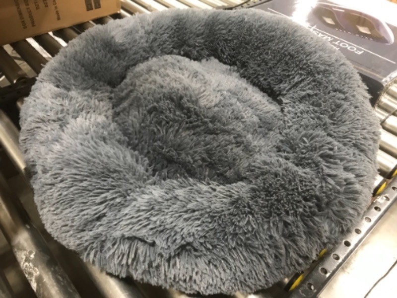 Photo 1 of 28 INCH FUZZY PET BED, DARK GREY