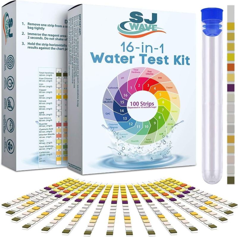 Photo 1 of 16 in 1 Drinking Water Test Kit |High Sensitivity Test Strips detect pH, Hardness, Chlorine, Lead, Iron, Copper, Nitrate, Nitrite | Home Water Purity Test Strips for Aquarium, Pool, Well & Tap Water