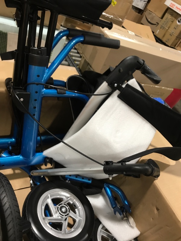 Photo 2 of 2 in 1 Rollator Walkers for Seniors with Padded Seat- Medical Transport Chair Walker with Adjustable Handle and Reversible Backrest (Blue)
