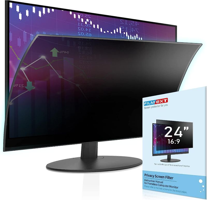 Photo 1 of [2023 Upgrade] FILMEXT 24 Inch Computer Privacy Screen Filter for 16:9 Frameless Monitor-Removable Privacy Shield - Blue Light UV Blocking Protector for Thin Bezel Computer Monitor
