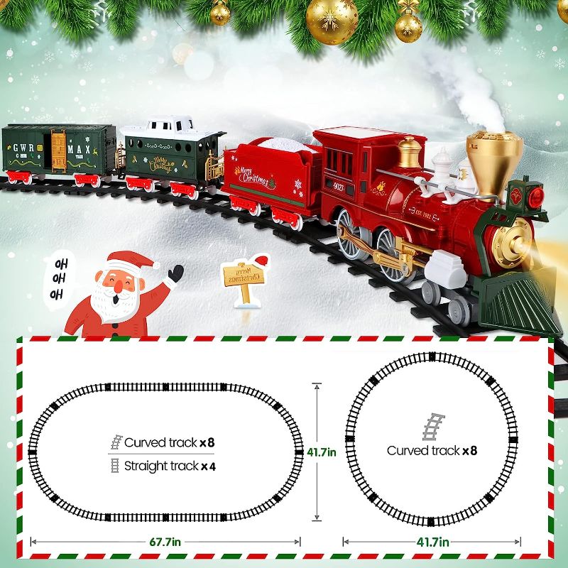 Photo 1 of Hot Bee Christmas Train Set, Train Sets for Boys 4-7, Around The Christmas Tree Train Toys w/ Smoke, Realistic Lights & Sounds, for 3 4 5 6 7 8+ Year Old Kids Boys Girls
