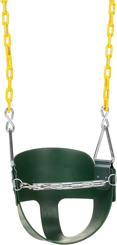 Photo 1 of  Eastern Jungle Gym Heavy-Duty High Back Half Bucket Toddler Swing Seat with Coated Swing Chains and Safety Strap 