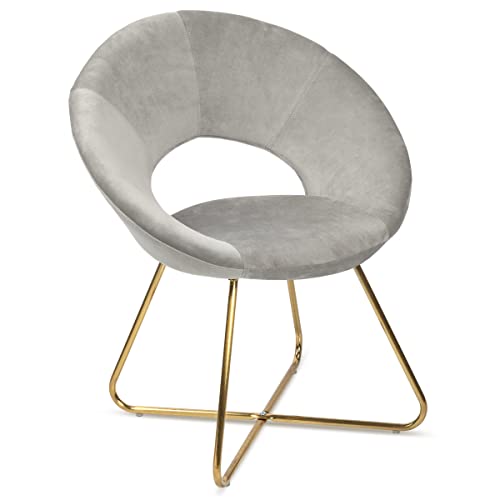 Photo 1 of  Milliard Circle Velvet Accent Chair for Living Room, Bedroom and Home Office with Gold Legs (Velvet Grey) 