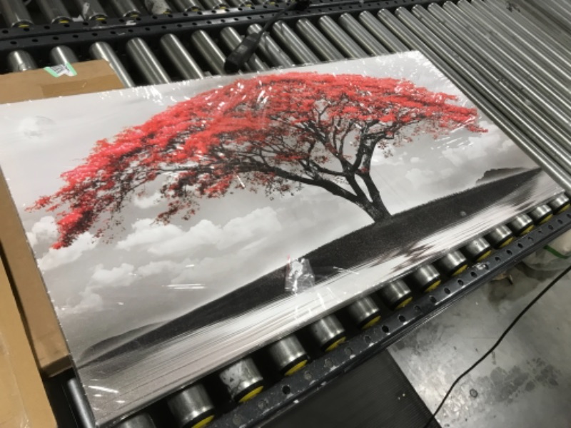 Photo 1 of 40 X 20 INCHES CANVAS WALL ART, RED TREE