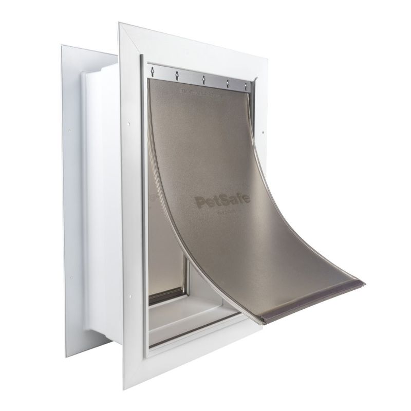 Photo 1 of  Wall Entry Dual Flap Pet Door with Closing Panel, White, Large 