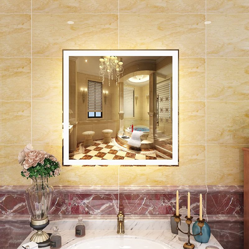 Photo 1 of  VOXITA LED Bathroom Mirror Square 30x30 inch Dimmable, Anti-Fog, Backlit, CRI90+ White Light/Warm Light LED Mirror for Bathroom 