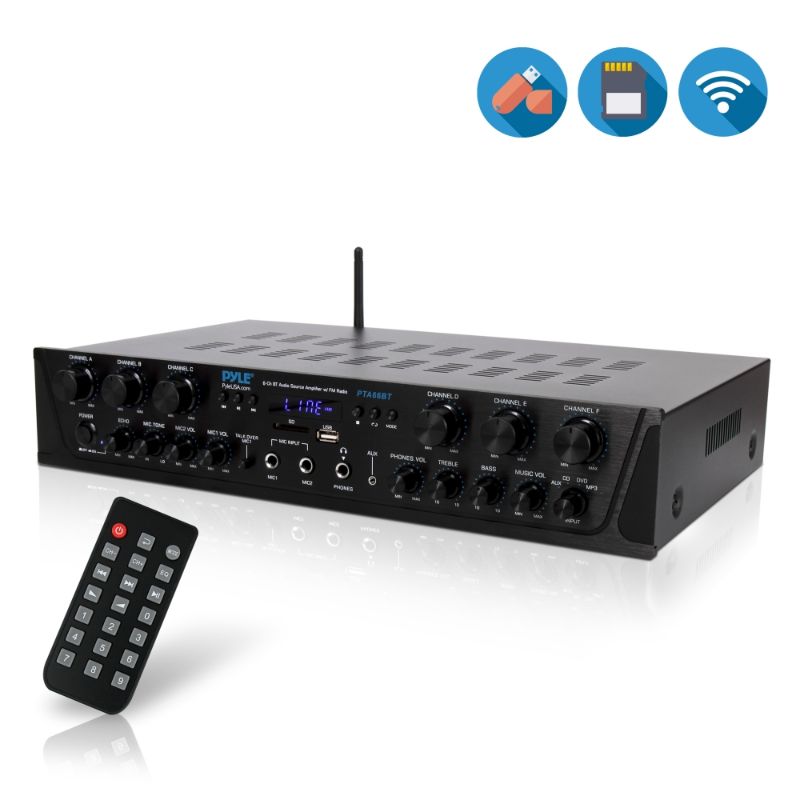 Photo 1 of  Pyle PTA66BT 6-Channel 600W Bluetooth Home Audio Stereo Amplifier Receiver System 