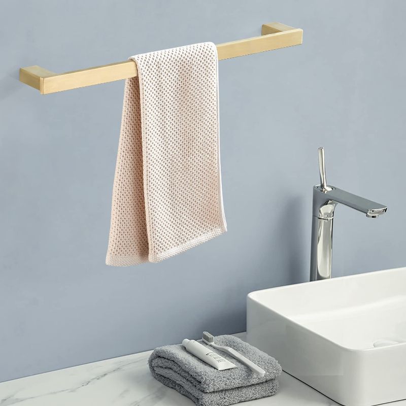 Photo 1 of  BATHSIR Gold Towel Bar Towel Holder,Brushed Gold Towel Rack Hand Towel Ring Square Bathroom Wall Mounted Stainless Steel 24 INCH