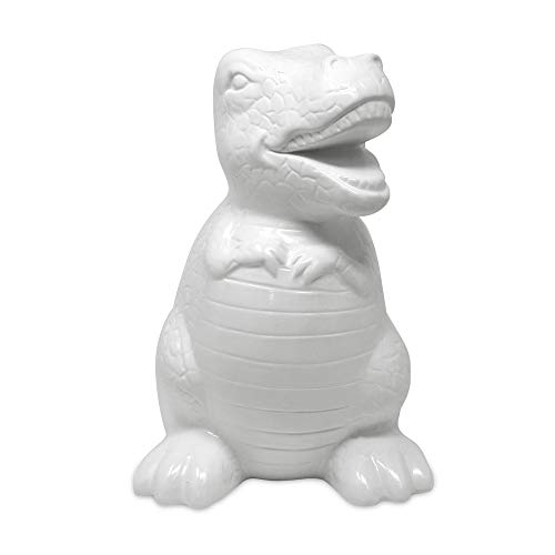 Photo 1 of  Isaac Jacobs Ceramic Dinosaur Money Bank, T-Rex Piggy Bank, Dino Room Décor, Coin Bank, Gift for Boys or Girls, Tyrannosaurus (White) 