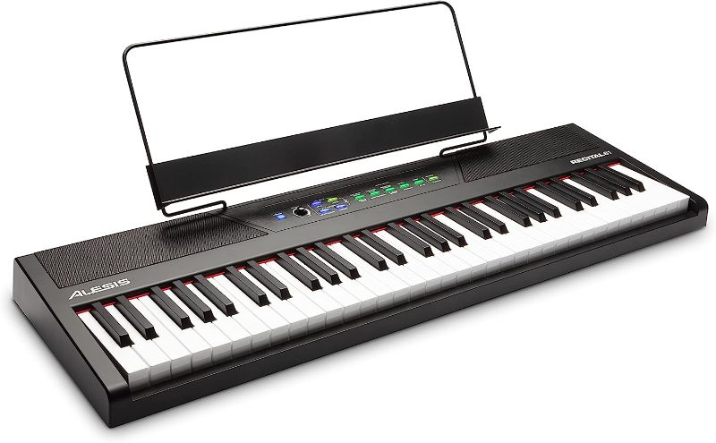 Photo 1 of Alesis Recital 61 – 61 Key Digital Piano Keyboard with Semi Weighted Keys, 20W Speakers, 10 Voices, Split, Layer and Lesson Mode, FX and Piano Lessons