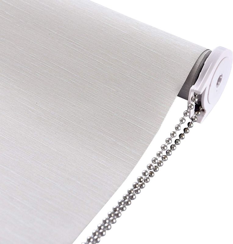 Photo 1 of ALLBRIGHT Thermal Insulated Fabric 100% Blackout UV Protection Striped Jacquard Roller Shades for Windows,Easy to Install (Beige, 20") 