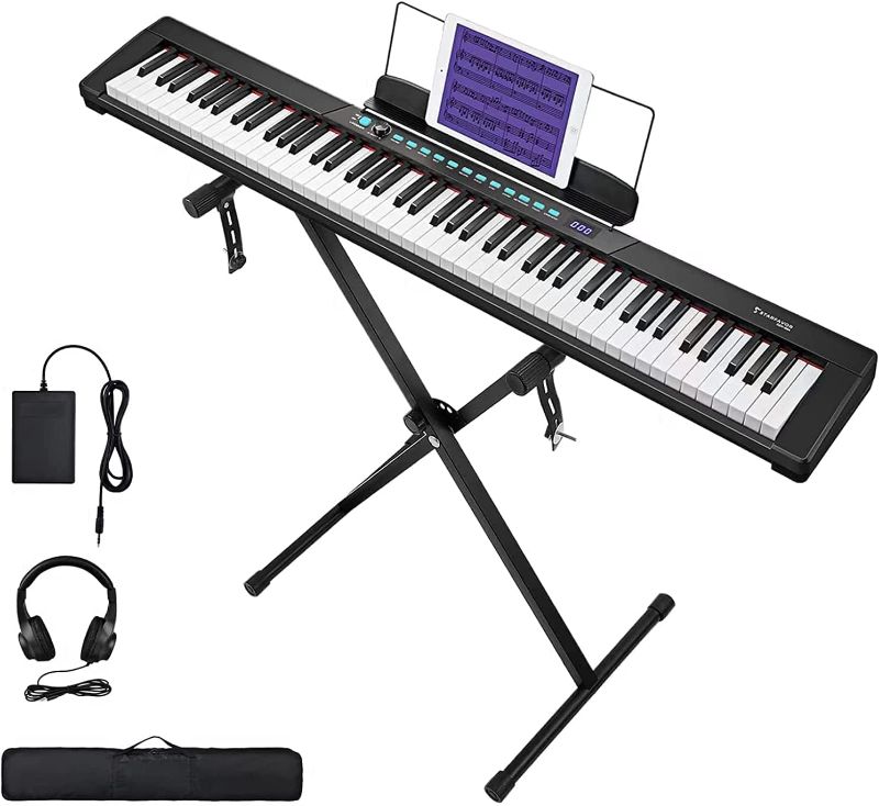 Photo 1 of Starfavor Piano Keyboard 88 Keys Keyboard, Semi-weighted Keyboard Piano 88 Key Piano, with Keyboard Stand, Sustain Pedal, and Carrying Case, SEK-88A