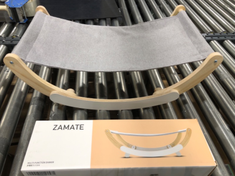 Photo 2 of Zamate Cat Hammock- Grey, White, Natural Wood