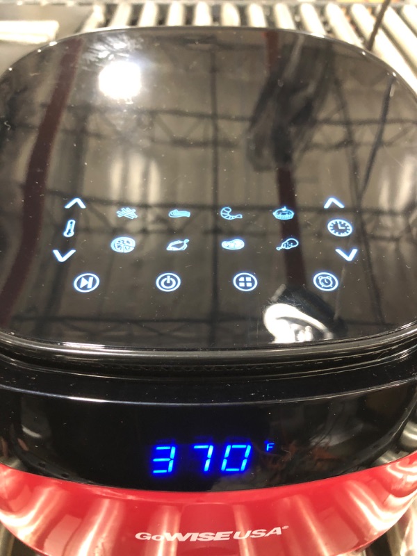 Photo 2 of 8-in-1 5.8 Qt. Black Electric Air Fryer with Recipe Book- Red