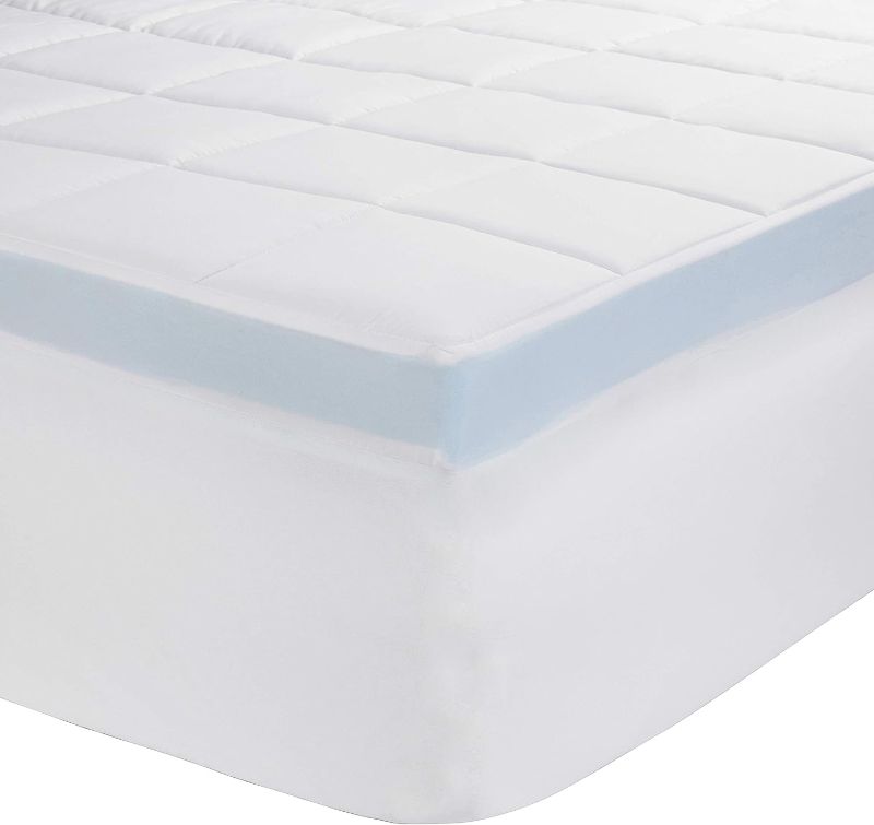 Photo 1 of [Size Twin XL] Amazon Basics Down-Alternative Gusseted Mattress Bed Topper Pad with 3-Inch Memory Foam, Quilted, Breathable, Fitted - Twin XL