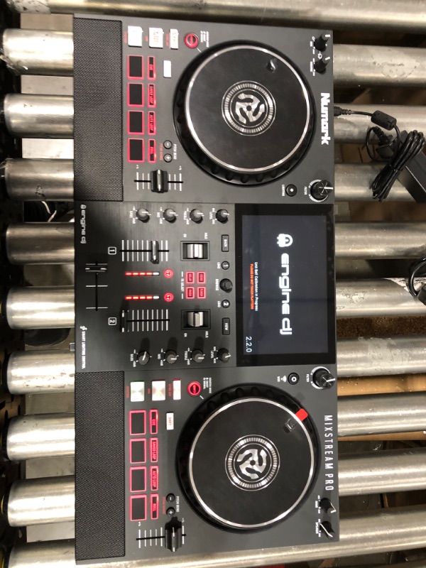 Photo 2 of Numark Mixstream Pro Standalone DJ Controller with Speakers, 7” Touch Screen, WiFi Streaming, Smart Light Controls, 6” Scratch Wheels, 2 Channels & FX without Amazon music DJ Controller only
