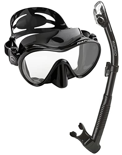 Photo 1 of  Rapido Boutique Collection Active Frameless Snorkel Mask Dry Snorkel Set, Scuba Snorkeling Set Combo Kit, Black 