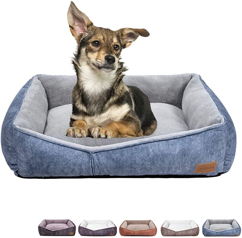 Photo 1 of  Coohom Rectangle Washable Dog Bed,Warming Comfortable Square Pet Bed Simple Design Style,Durable Dog Crate Bed for Medium Large Dogs (30 INCH, Grey) 