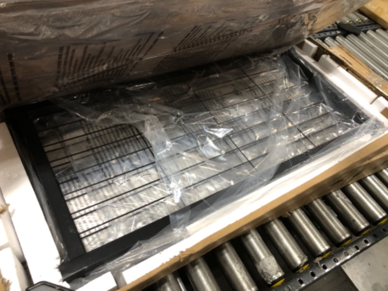 Photo 1 of Ecoprsio Small Console Table, Sofa Table with Double Mesh Shelves, Industrial Entryway Table for Entryway, Hallway, Foyer, Front Hall, Sofa Couch, Living Room, Bar, Kitchen, 32 Inch, Rustic 3-Tier Rustic Brown