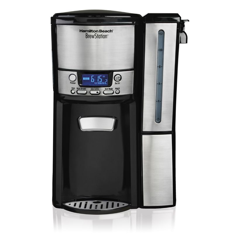 Photo 1 of HAMILTON BEACH BrewStation® 12 Cup Programmable Coffee Maker with Removable Water Reservoir, Black & Stainless