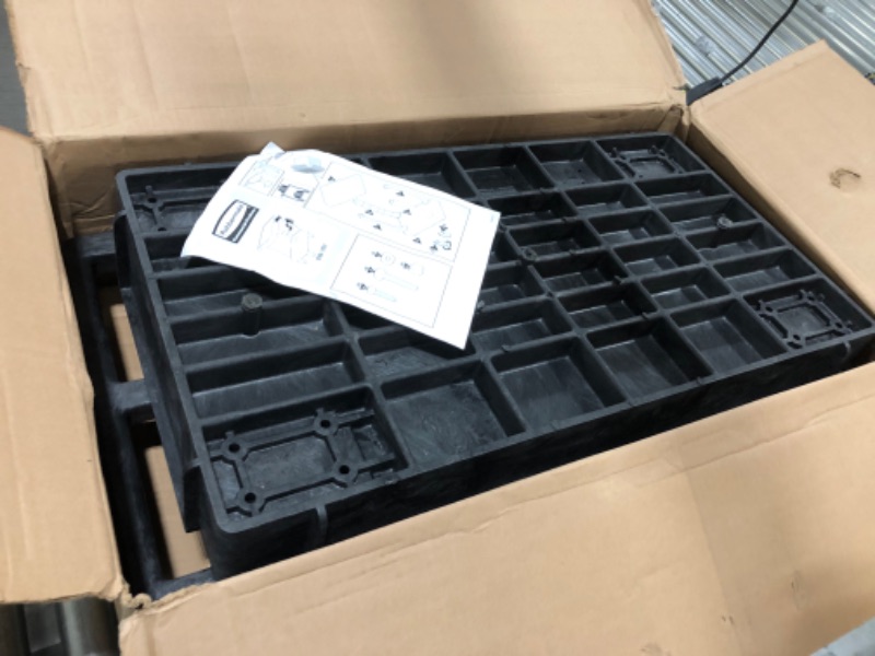 Photo 1 of Rubbermaid Commercial Products 2-Shelf Service/Utility Cart with Wheels, 300-Pound Capasity, Black, Lipped Shelves with Handle, Use in School/Restaurant/Warehouse/Manufacturing Small Flat Handle Standard