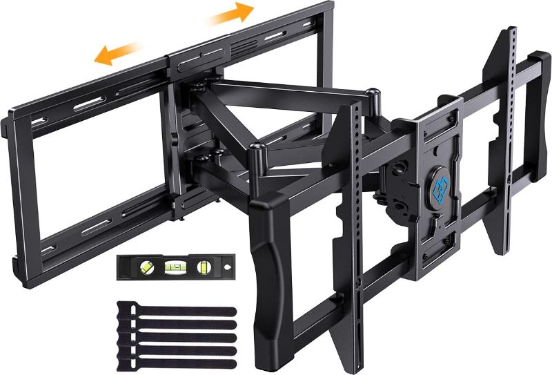 Photo 1 of  PERLESMITH TV Wall Mount for 37-85 inch Large TVs, Full Motion tv Bracket with Sliding Design for TV Centering, Smooth Swivel Tilt Fits 16 to 24" Studs Max VESA 600x400mm Holds up to 132lbs, PSLF6 