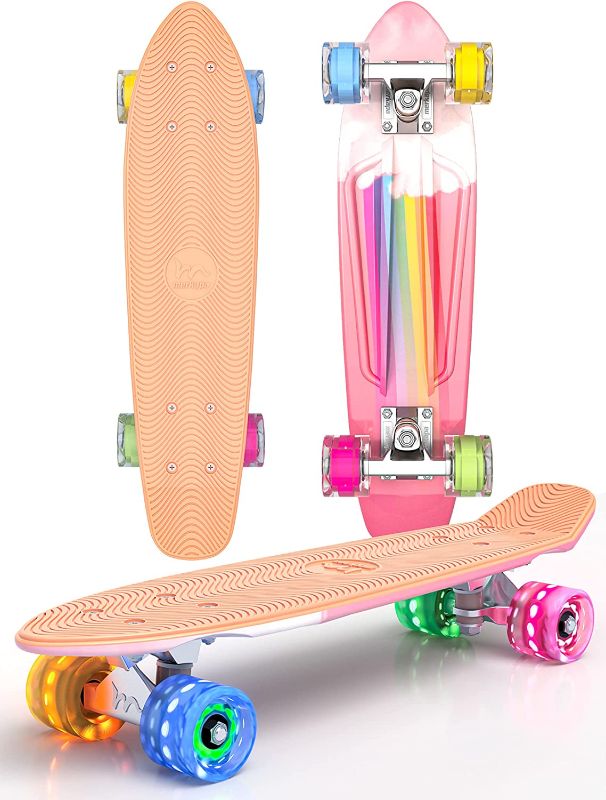 Photo 1 of  M Merkapa 22" Inch Complete Mini Cruiser Skateboard with Colorful LED Light up Wheels for Beginners Youths Boys Kids 