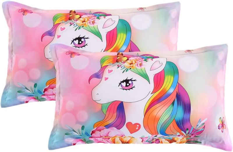 Photo 1 of ADASMILE A & S 2 Pieces Kids Pillow Cases Cartoon Unicorn