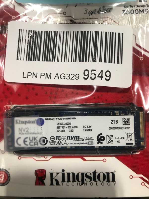 Photo 2 of Kingston NV2 2TB M.2 2280 NVMe Internal SSD | PCIe 4.0 Gen 4x4 | Up to 3500 MB/s | SNV2S/2000G