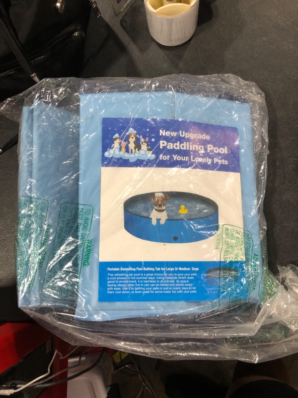 Photo 1 of 63" Foldable Dog Pool for Large Dogs, Portable Hard Plastic PVC Pet Bathing Tub, Outdoor Collapsible Swimming Pool for Pets Dogs and Cats, 63 x 12 Inches
