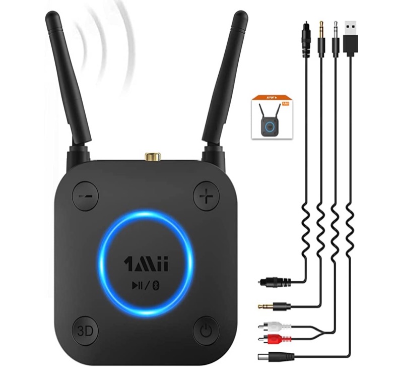 Photo 1 of  1Mii B06Pro Long Range Bluetooth Receiver, HiFi Wireless Audio Adapter, Bluetooth 5.0 Receiver with 3D Surround aptX Low Latency Optical RCA AUX 3.5mm Coaxial for Home Stereo System