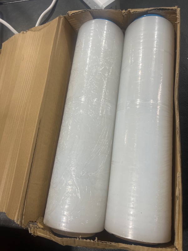 Photo 2 of 18 Inch Stretch Film wrap 2Pack with Hand Dispenser for Moving Pallet Packing 1500ft per roll Industrial Strength Shrink warp roll Extra 80 Gauge Layered Heavy Duty Shrink Film