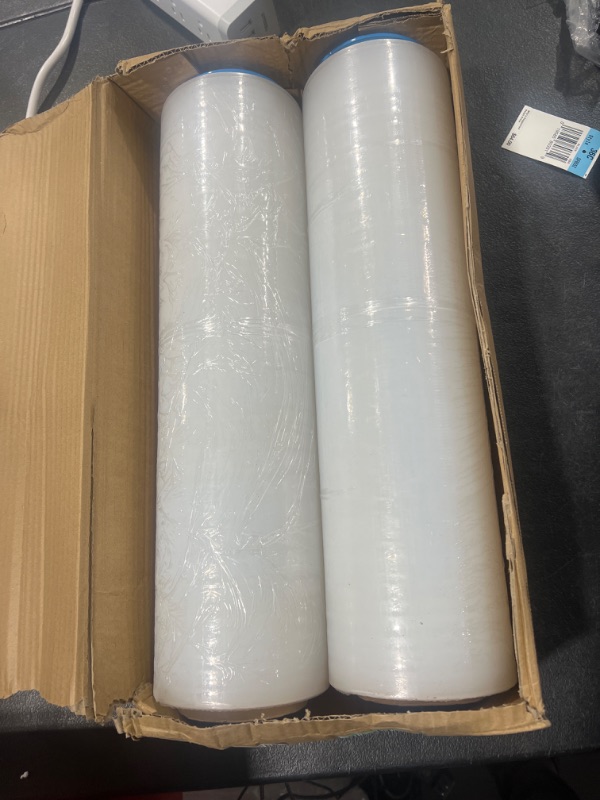 Photo 3 of 18 Inch Stretch Film wrap 2Pack with Hand Dispenser for Moving Pallet Packing 1500ft per roll Industrial Strength Shrink warp roll Extra 80 Gauge Layered Heavy Duty Shrink Film