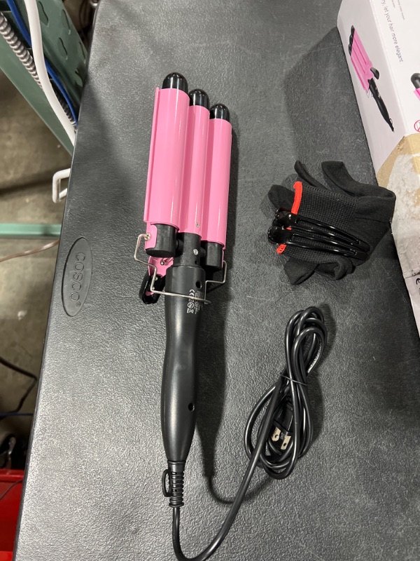 Photo 3 of 3 Barrel Curling Iron Hair Crimper , TOP4EVER 25mm?1 inch ?Professional Hair Curling Wand with Two Temperature Control ,Fast Heating Portable Crimpers for Waving Hair (Pink)