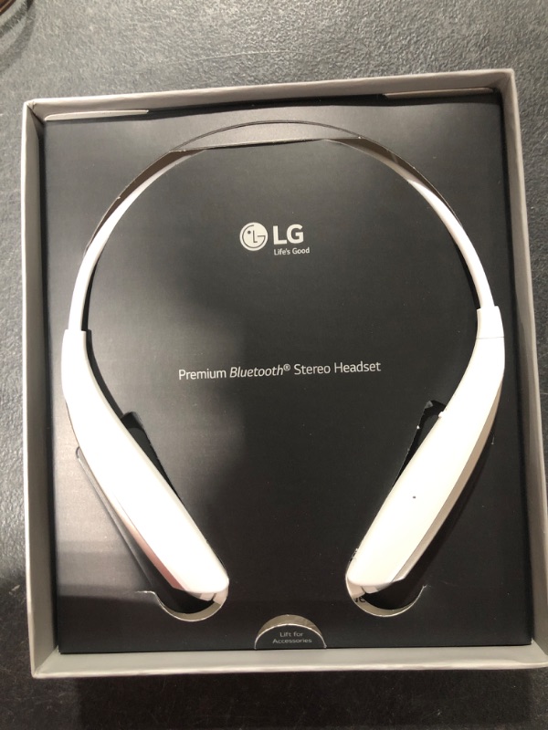 Photo 2 of LG Bluetooth In-Ear Headphones, Noise-Canceling, White, HBS-830