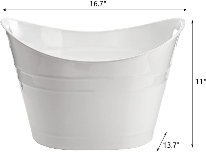 Photo 1 of  Beverage Tub, 18L Plastic Beer Bottle Bucket with Handles, White Party Tub for Drinks, Plastic Ice Bucket for Wine Beer Bottle Cooler---USED, MINOR DIRT 