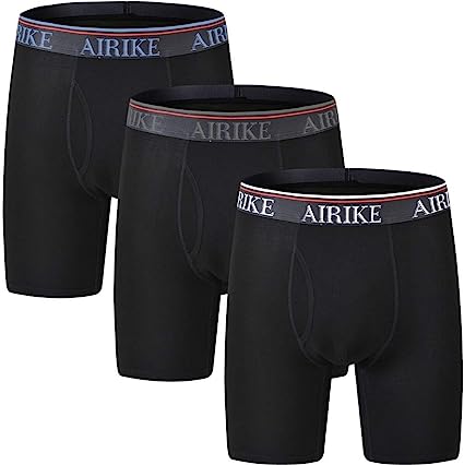 Photo 1 of AIRIKE Boxer Briefs Men Pack Long Leg Soft Bamboo Black Underwear  Tall Underpants Size 5XL