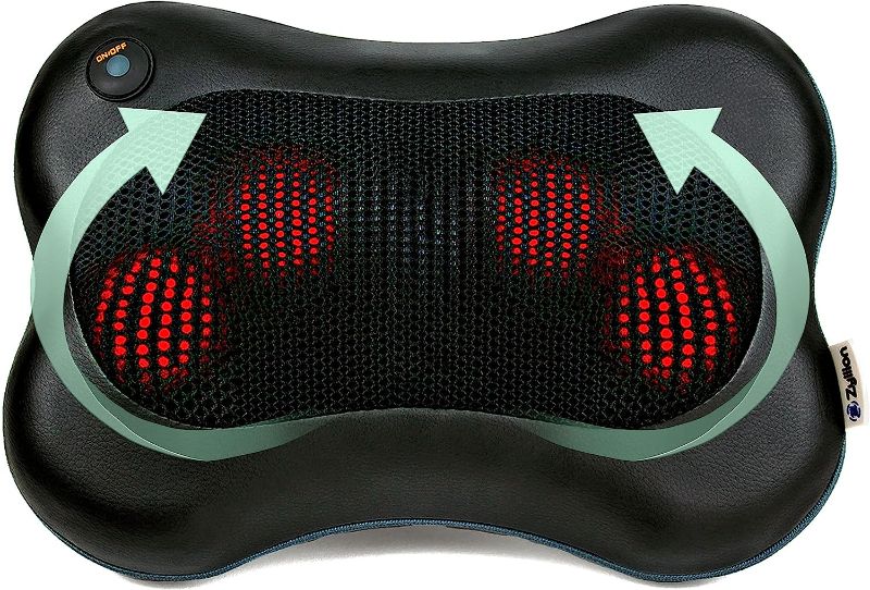 Photo 1 of Zyllion Shiatsu Back and Neck Massager - 3D Kneading Deep Tissue Massage Pillow with Heat for Muscle Pain Relief, Chairs and Cars (Wired Connection; NOT Cordless) - Black (ZMA-13-BK)