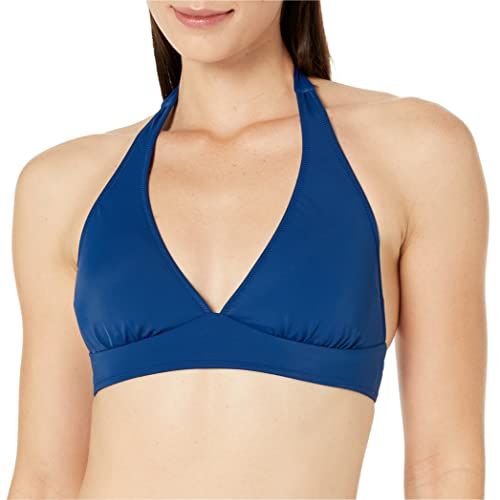 Photo 1 of Amazon Essentials Women's Light-Support Tie Halter Bikini Swimsuit Top (Available in Plus Size), Deep Blue, Medium