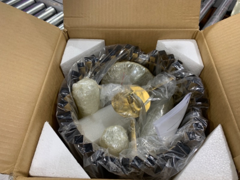 Photo 1 of Modern Crystal Pendant Light Fixture, Round Gold Crystal Hanging Light 2-Tiers Contemporary Crystal Chandelier for Living Room Dining Room Kitchen Island D11.81” x H11.0” Hb66022 Gold