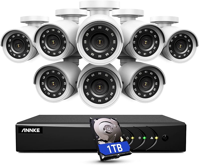 Photo 1 of ANNKE 5MP Lite Wired Security Camera System with AI Human/Vehicle Detection, H.265+ 8CH Surveillance DVR with 1TB Hard Drive and 8 x 1080p HD Outdoor CCTV Camera, 100 ft Night Vision, Remote Access