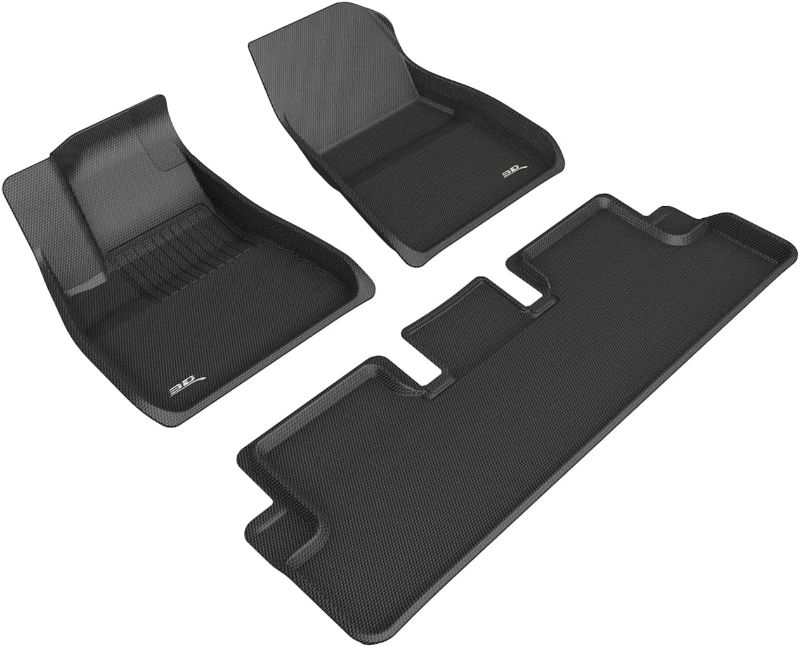 Photo 1 of 3D MAXpider Custom Fit Kagu Floor Mat (Black) for 2020-2023 Tesla Model 3-1ST Row 2ND Row