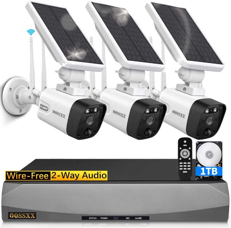 Photo 1 of {100% Wire-Free Wireless Solar Cameras} 2-Way Audio, Solar Battery PIR Detection Dual Antennas Outdoor Wireless Surveillance Camera System 1536P WiFi Battery Surveillance Video by OOSSXX