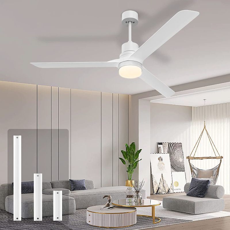 Photo 1 of alescu White Ceiling Fans with Lights,60" Modern Ceiling Fan with Remote Control, Modern Reversible DC Motor 